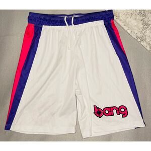 Bang Energy Men’s Purple Pink White Basketball Drawstring Shorts Size Medium